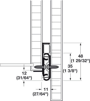 Accuride 2002 Two-Way Side Mounted Travel Slide, 3/4" Extension, 50 lbs Weight Capacity