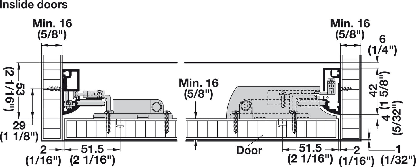 Sliding door fitting, Hawa Libra 20 Synchro H IF/VF, set