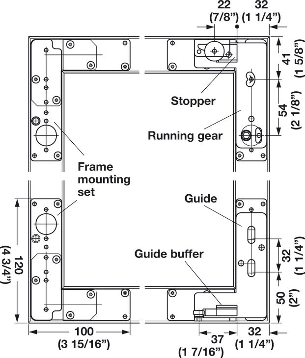 Sliding Door Hardware, Hawa Regal A 25 GR VF, set