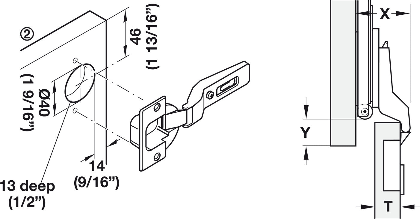 Inlay Door Accessory Pack, 40 mm, for HÃ¤fele Slido F-Park 71 16A