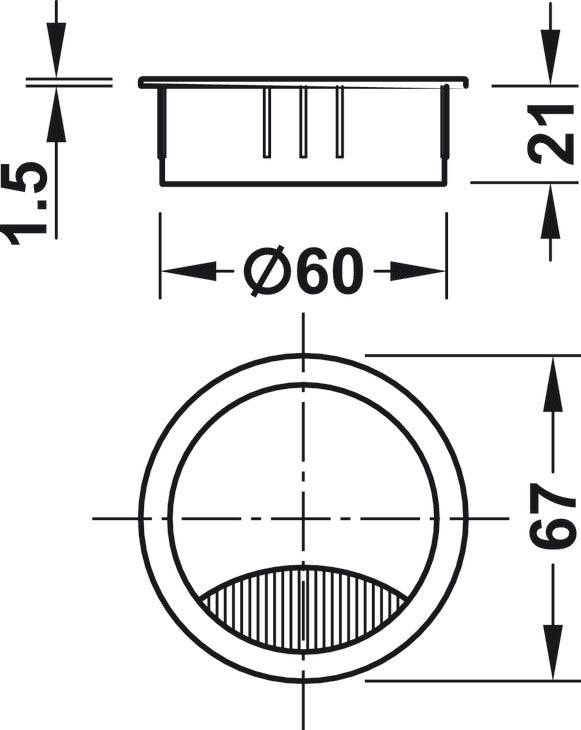 Metal Cable Grommet, Two-piece, Round