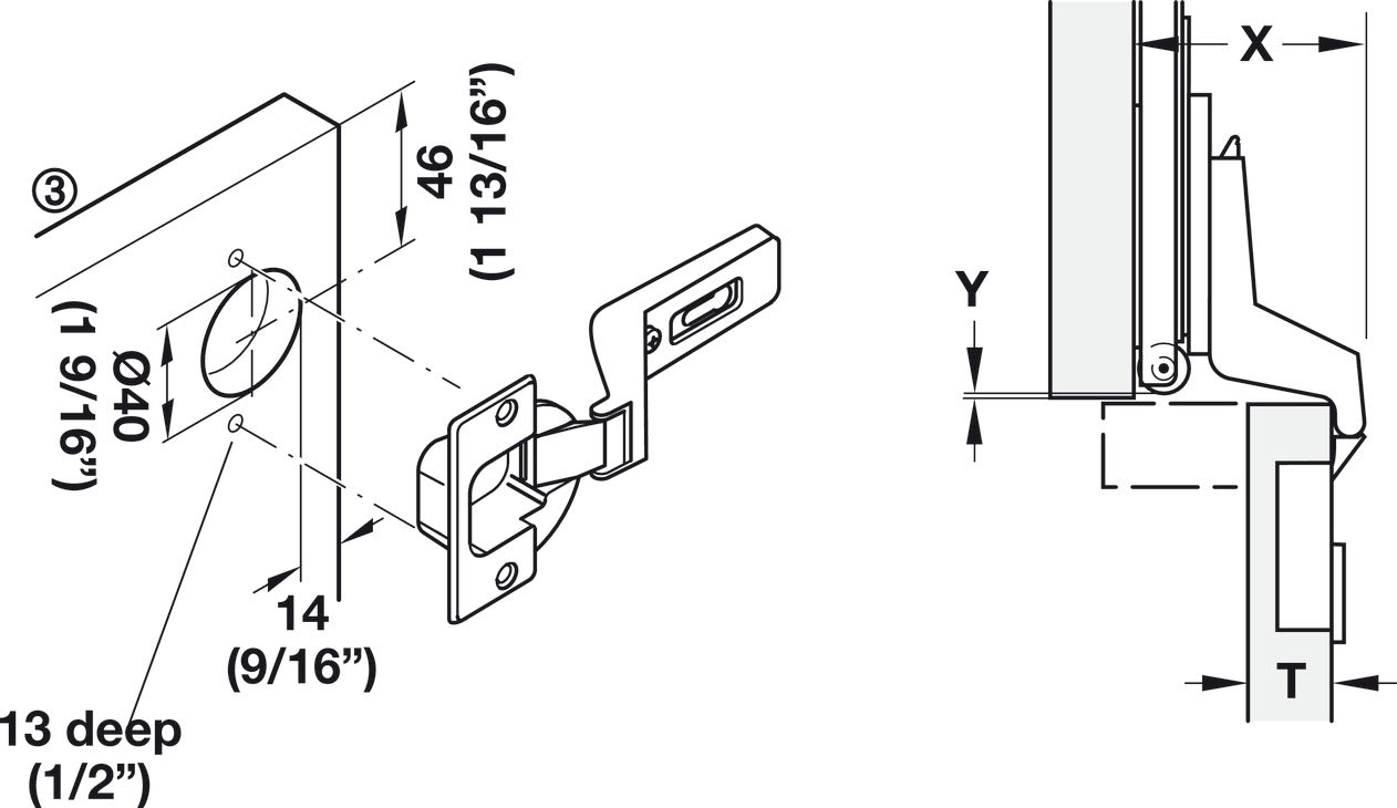 Overlay Door Accessory Pack, 40 mm, for HÃ¤fele Slido F-Park 71 16A