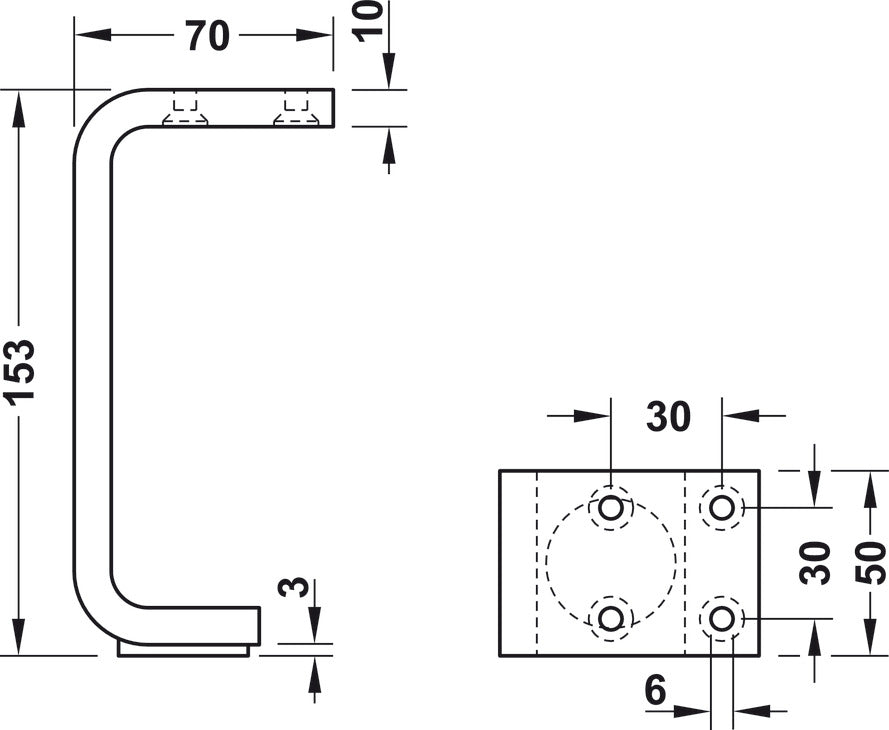 Furniture foot, with plate, without height adjustment, with felt glide