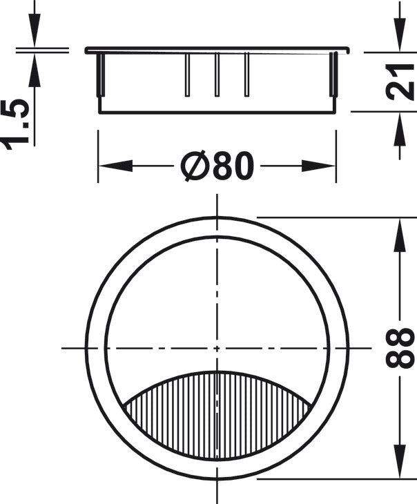 Metal Cable Grommet, Two-piece, Round