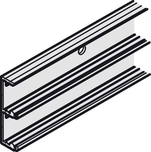 Double guide track, Top, for screw fixing with chipboard screws