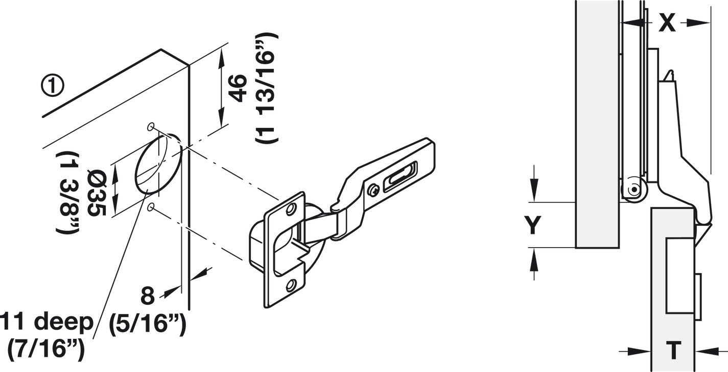 Inlay Door Accessory Pack, 35 mm, for HÃ¤fele Slido F-Park 71 16A