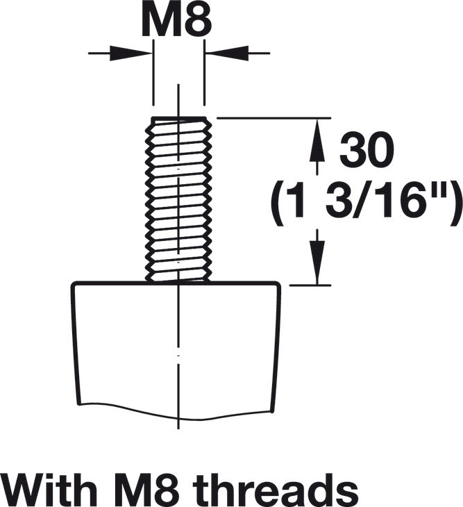 Furniture Foot, with Steel Mounting Plate, Screw-Mounted