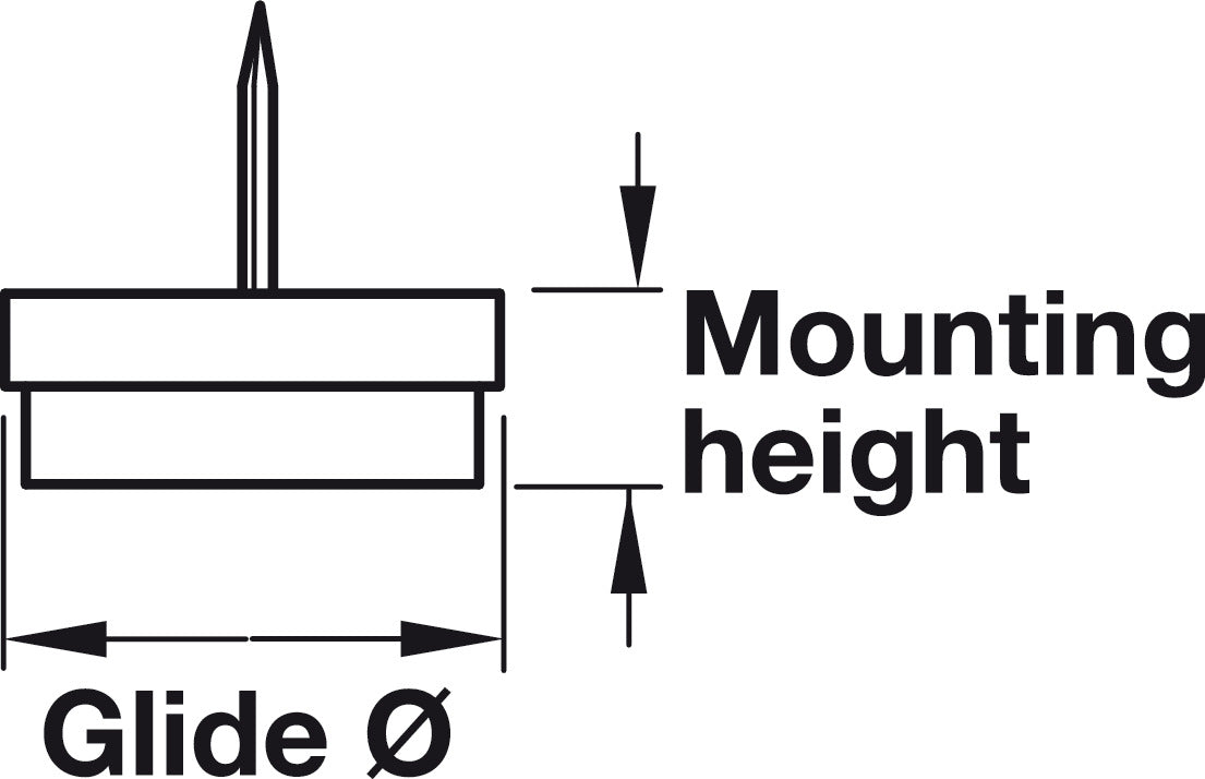Furniture Glide, with Felt Pad, Knock-in, 9 mm