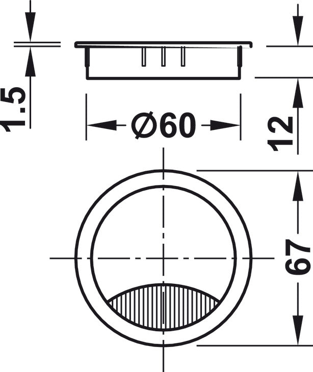 Metal Cable Grommet, Two-piece, Round