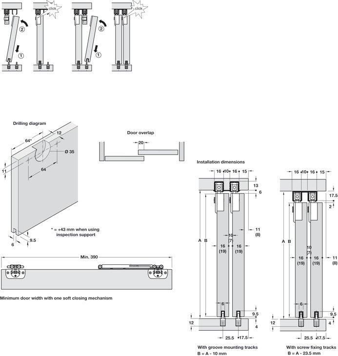 Sliding Door Hardware, Slido F-Line21 40C, set
