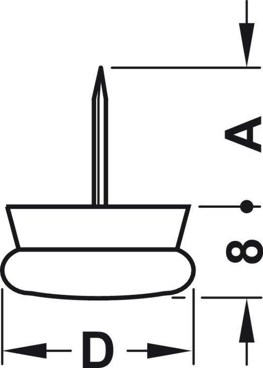 Furniture Glide, with Intermediate Rubber Layer, Knock-in