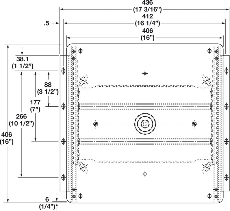 Full Extension TV Swivel, with 16" Square Mounting Plate