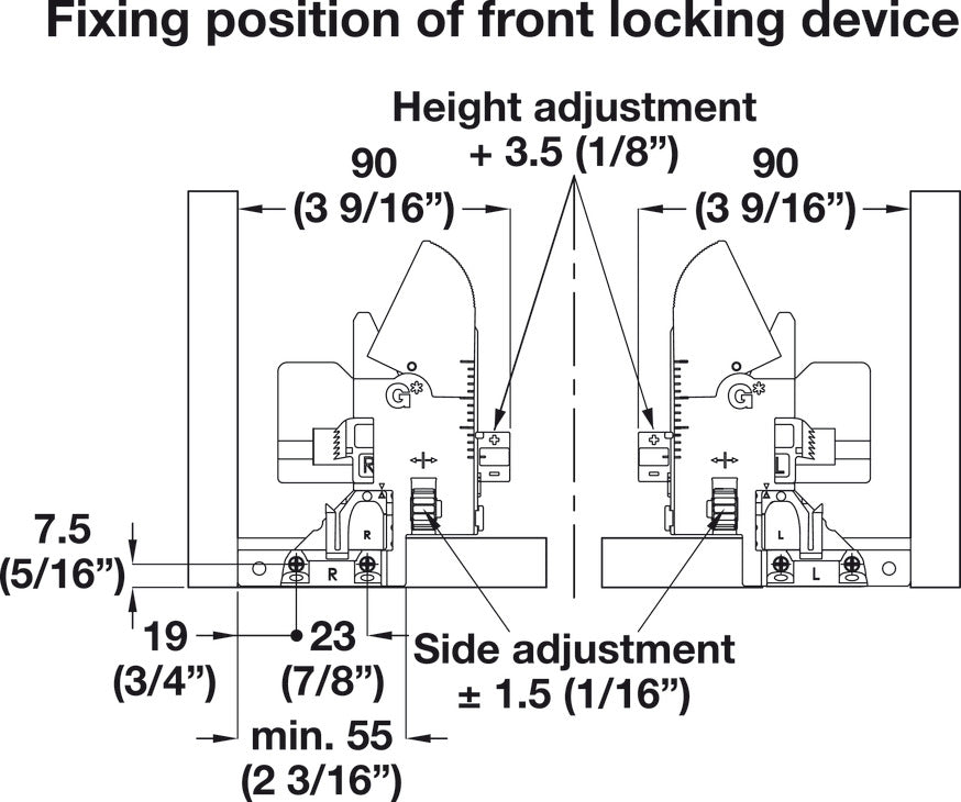Front Locking Device, For Grass Dynapro Slides, 2-D