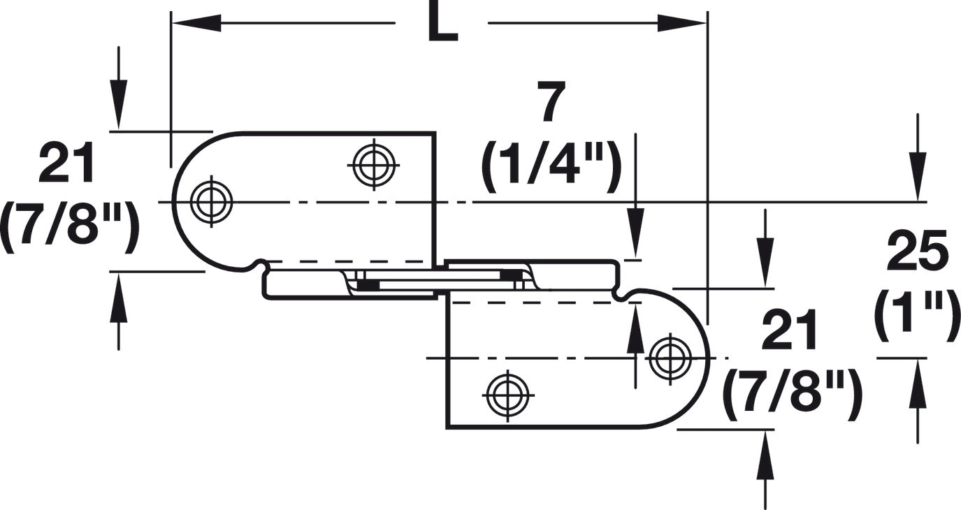 Folding Table Hinge, Recessed