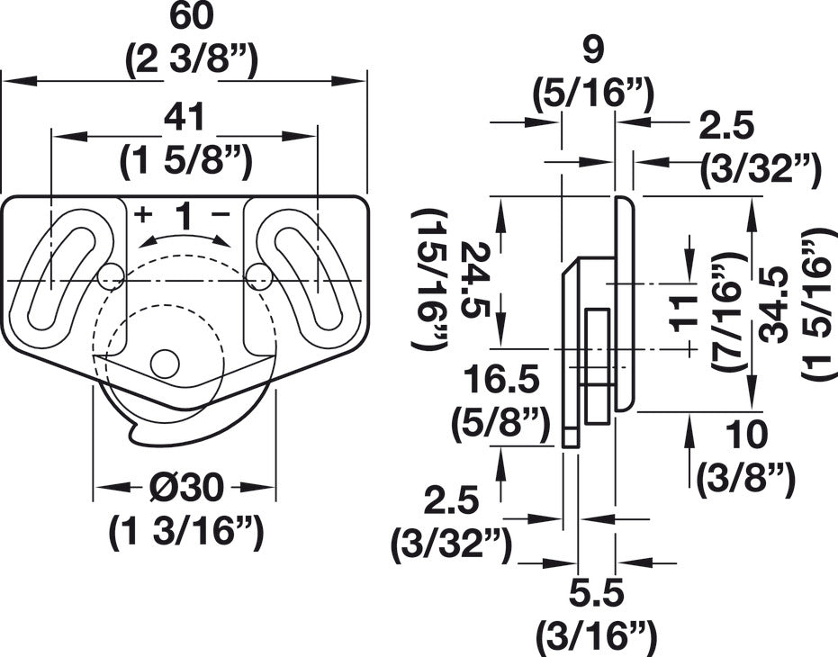 Lower Roller, with height adjustment ± 1 mm