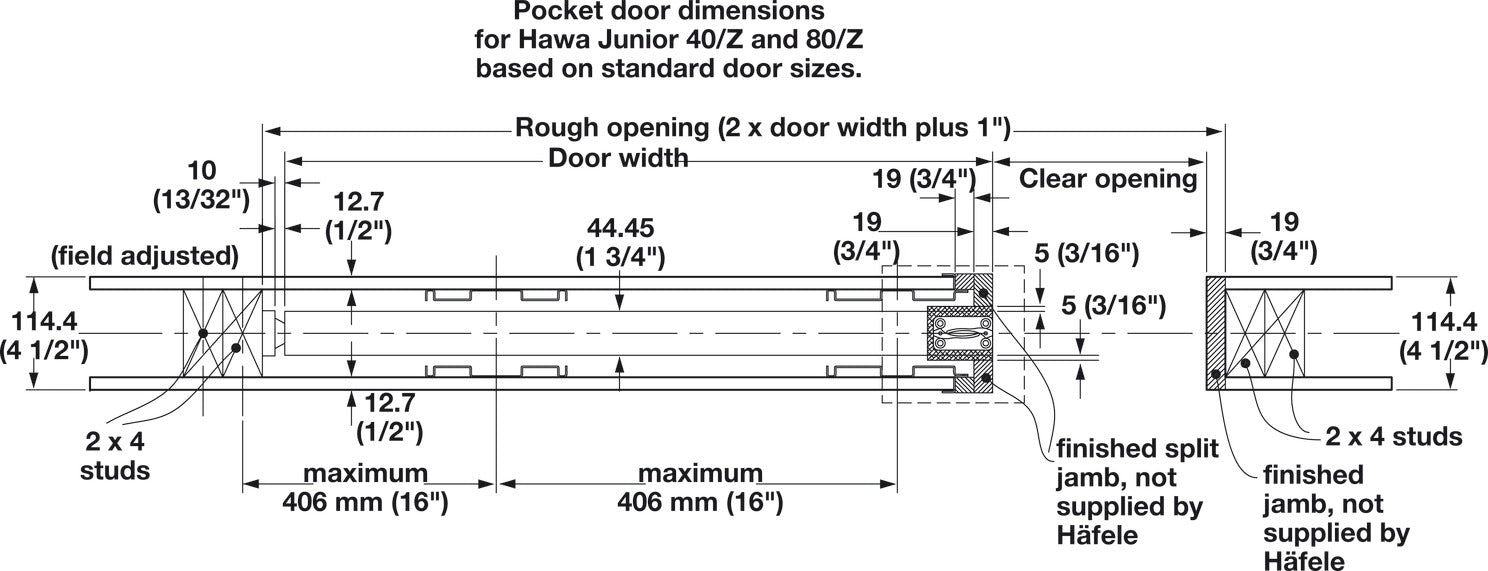 Pocket Door Framing Kit With Jr. Sliding Hardware, Futura