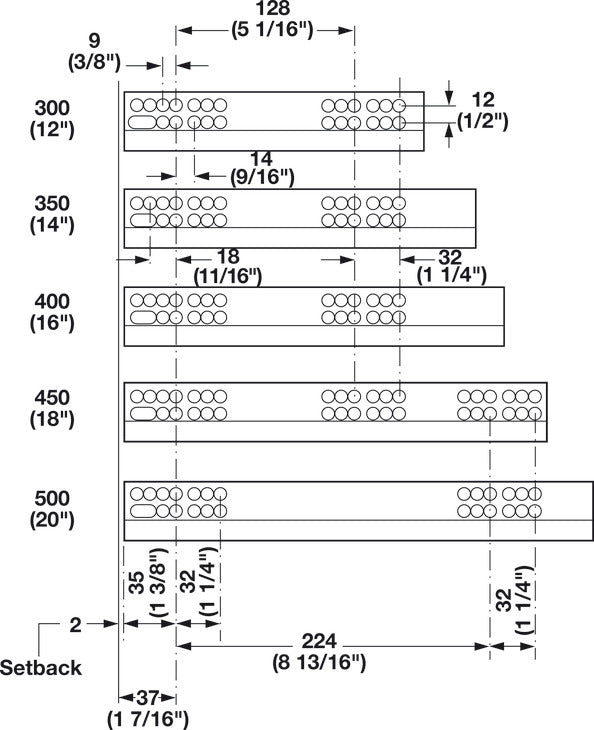 Salice A6558 Futura Push with Soft Close Slide, for Frameless, Full Extension, 50 lbs