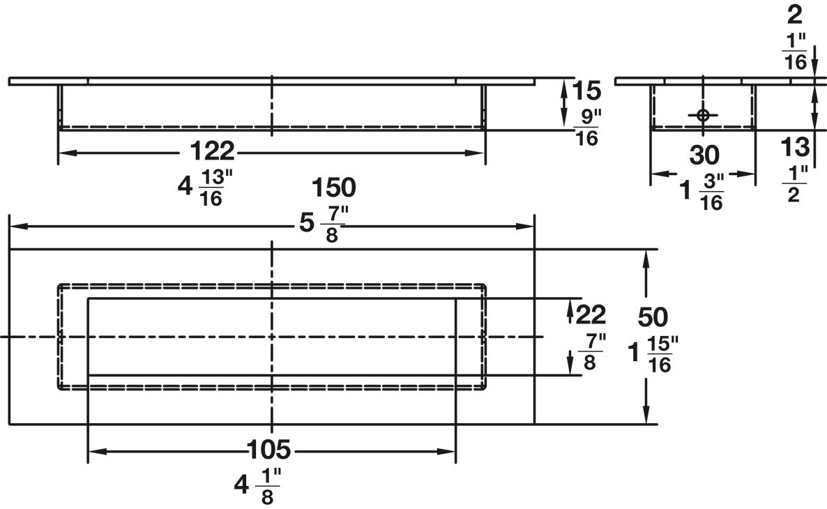 Flush Pull, Glue-In Type
