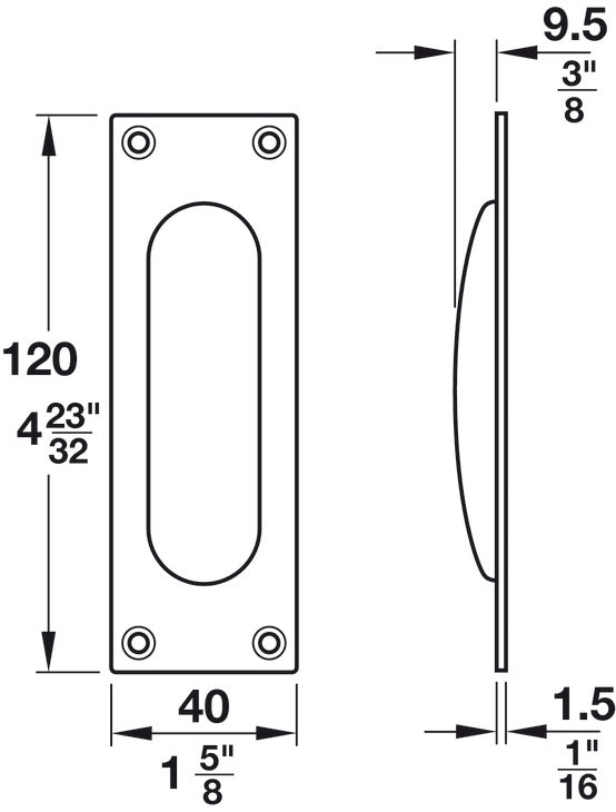 Flush pull handles for sliding doors, FSB, model 4211