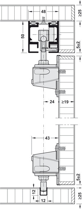 Sliding Door Hardware, Hawa Aperto 40/F, set