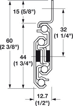 Accuride 7434 Progressive Side Mounted Slide, 1" Overtravel; 100 lbs Weight Capacity