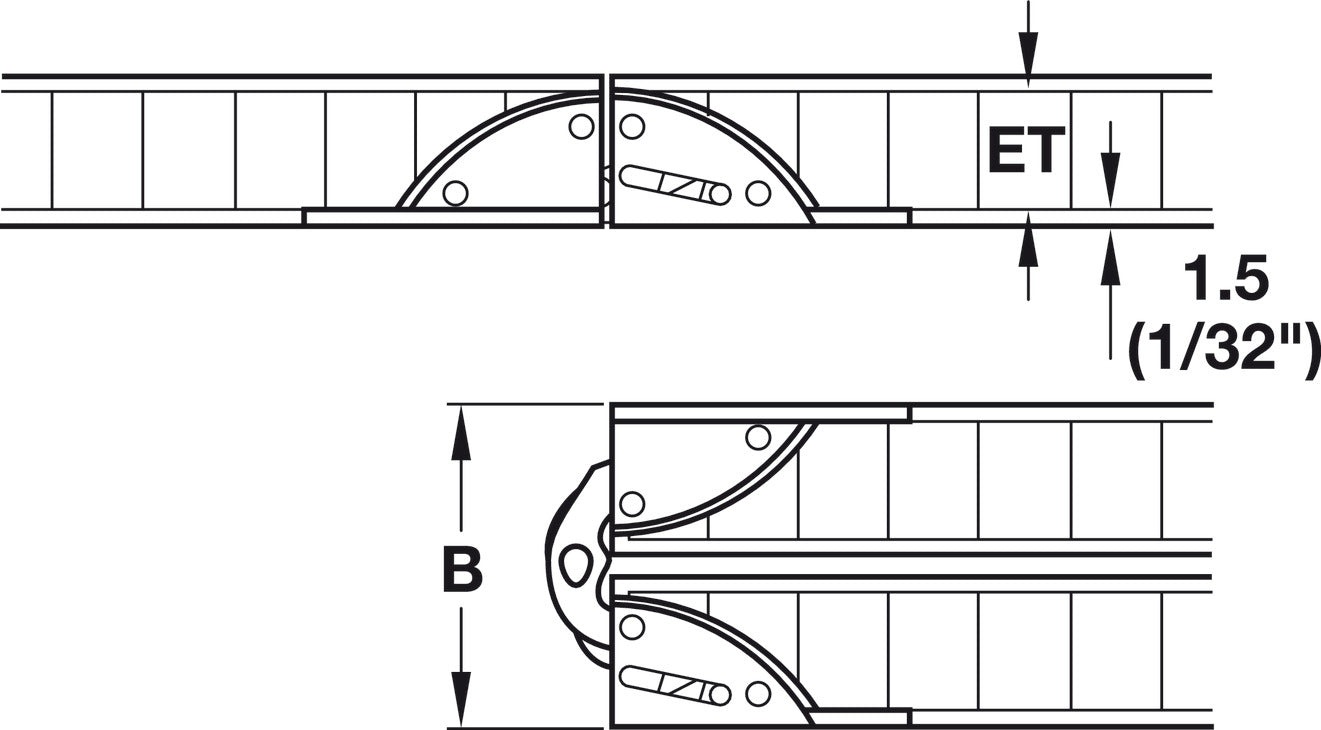 Folding Table Hinge, Recessed