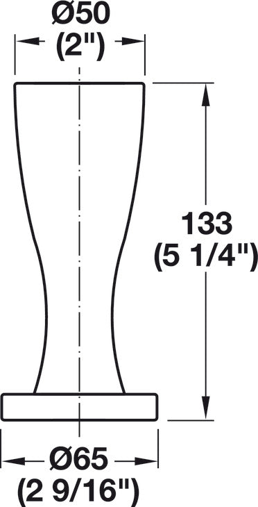 Furniture Foot, Aluminum, 133 mm (5 1/4")