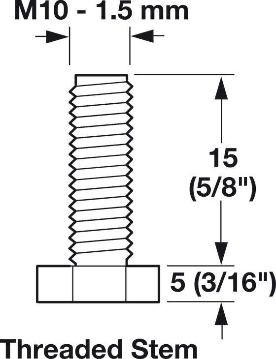 Caster, M10 Stem, Load-Bearing Capacity 110 lbs., Silver