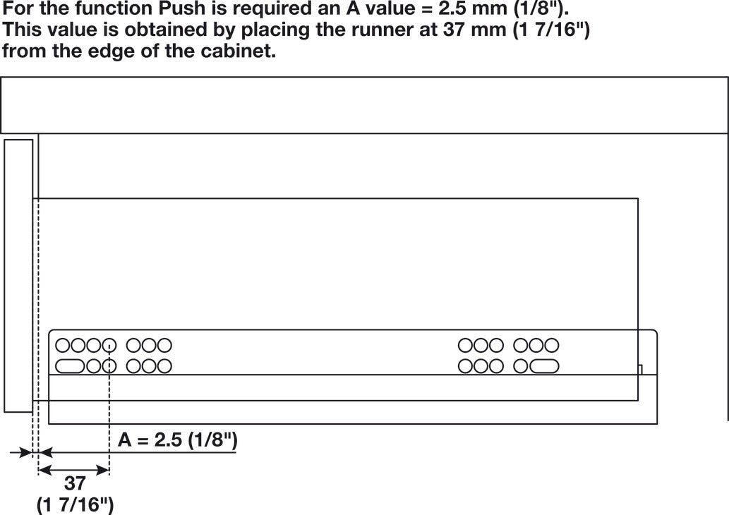 Salice A6558 Futura Push with Soft Close Slide, for Frameless, Full Extension, 50 lbs