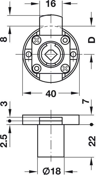 Inlaid Lock, Symo, Backset 20 mm