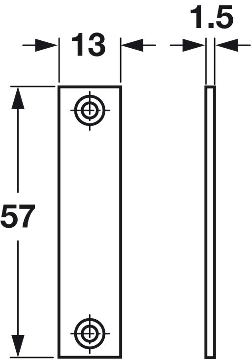 Strike Plate, 57 x 13 mm