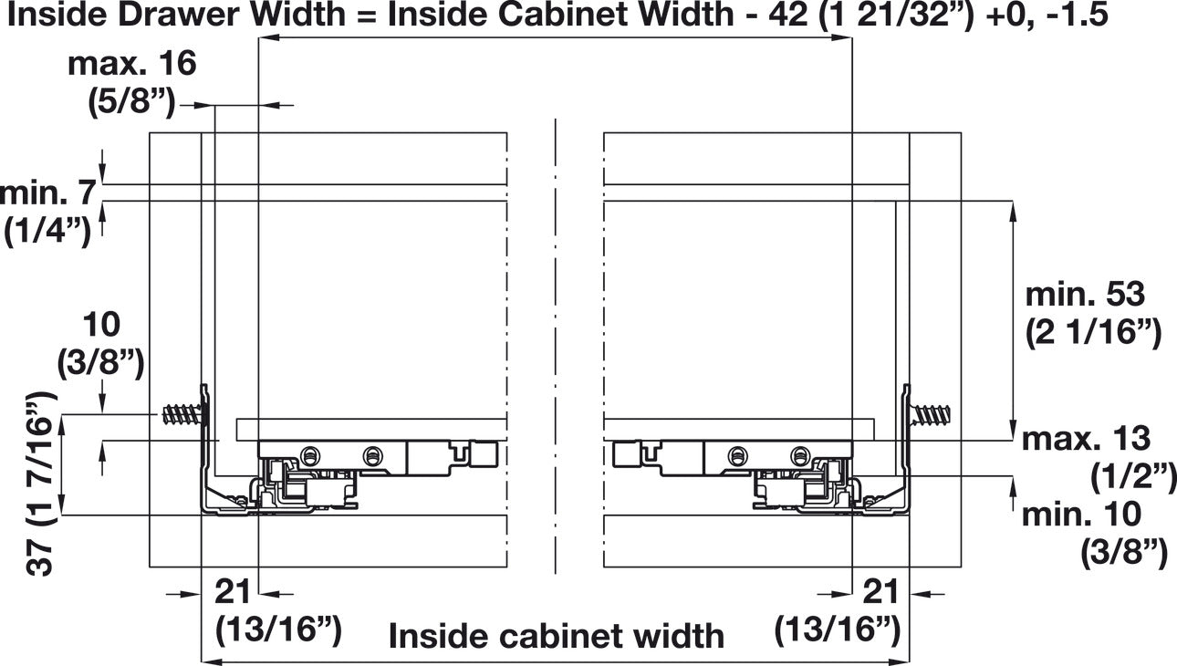 Grass Dynapro 16 Full Extension Slide, 100 lbs.