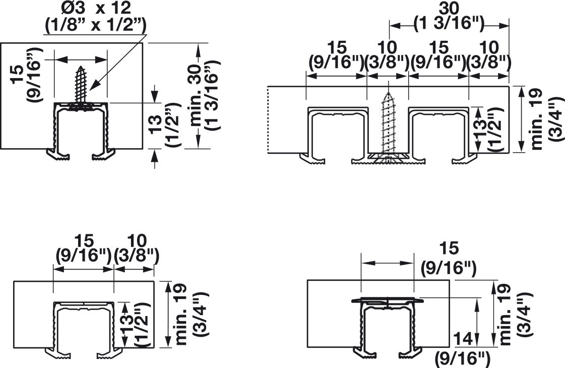 Sliding Door Hardware, Hawa Clipo 16 HM IF, set