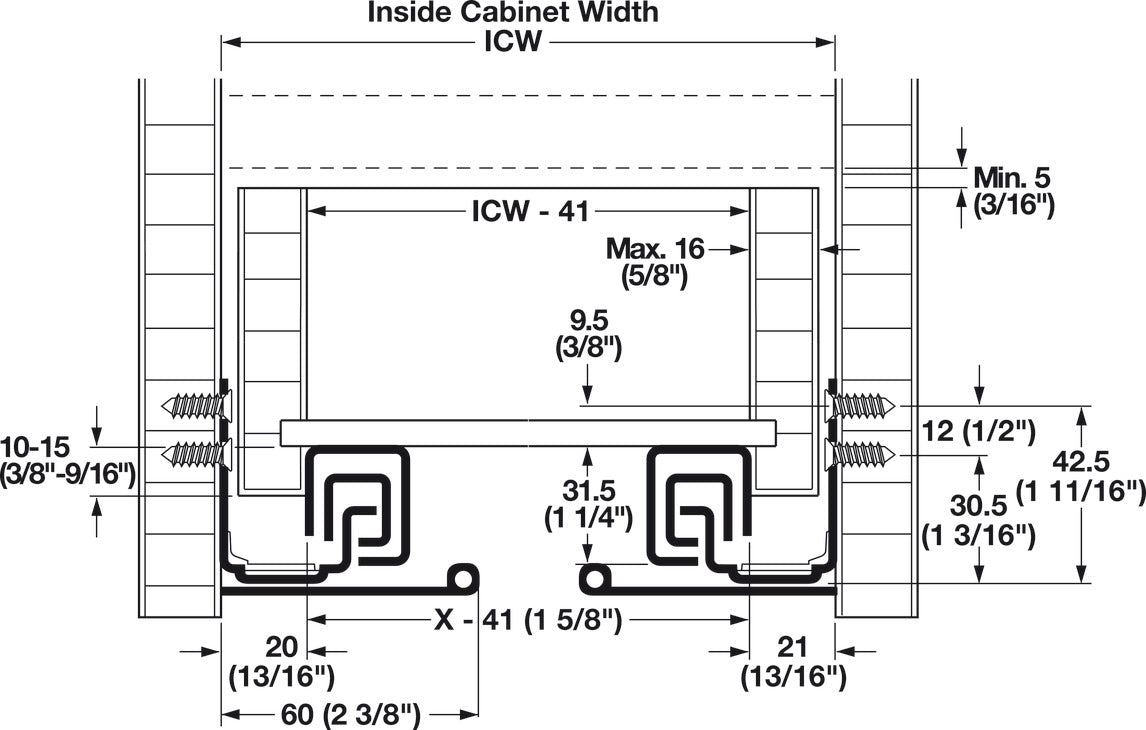 Salice A6558 Futura Push with Soft Close Slide, for Frameless, Full Extension, 50 lbs