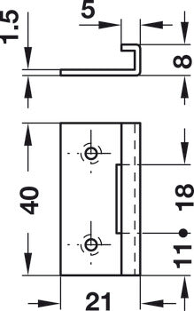 Angled Striking Plate, for Push and Turn Lock, Symo 3000