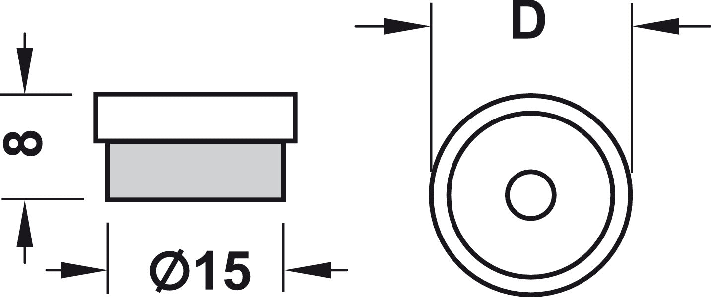 Furniture glide, round, for press fitting Ø 17 mm