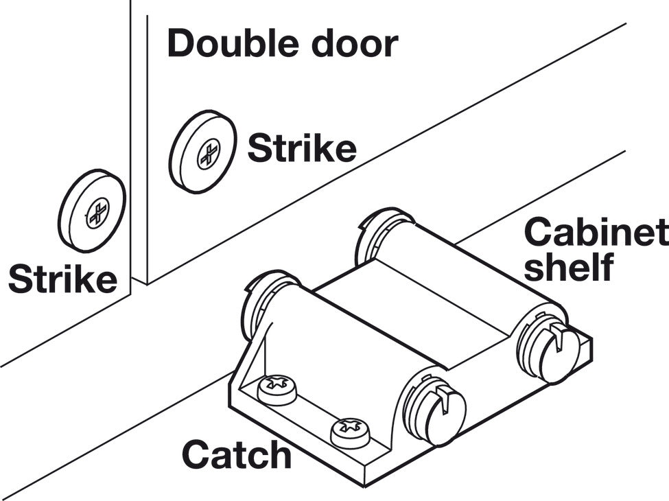 Magnetic Pressure Push Latch, Double, 0.5 kg Pull
