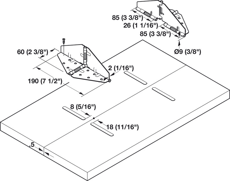 Table Leaf Flap Hinge, Steel