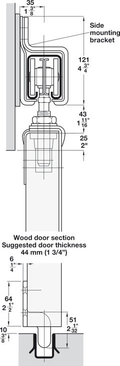 Wood Door Trolley Hanger, Vertical and Lateral Adjustment