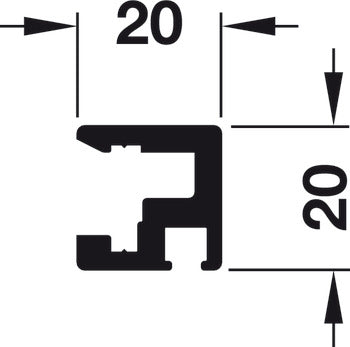 Top Door Frame Profile, Hawa Clipo 26 GR IF
