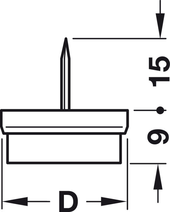 Furniture Glide, with Felt Pad, Knock-in, 9 mm