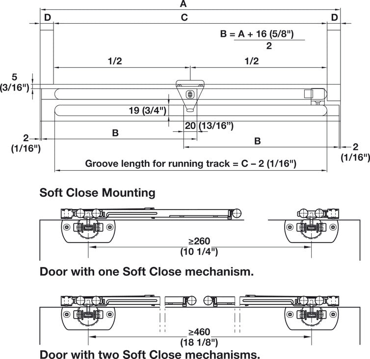 Sliding Door Hardware, Hawa Clipo 16 H Mixslide, set