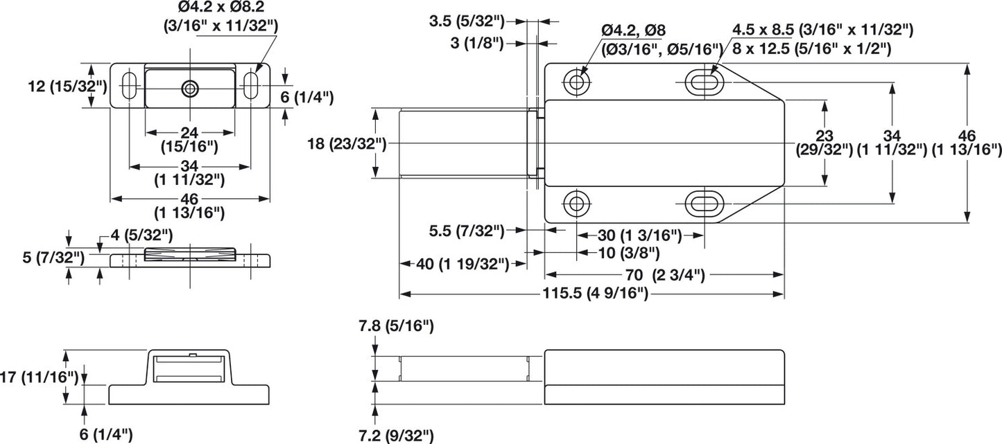 Magnetic Pressure Push Latch, 2.4 kg Pull