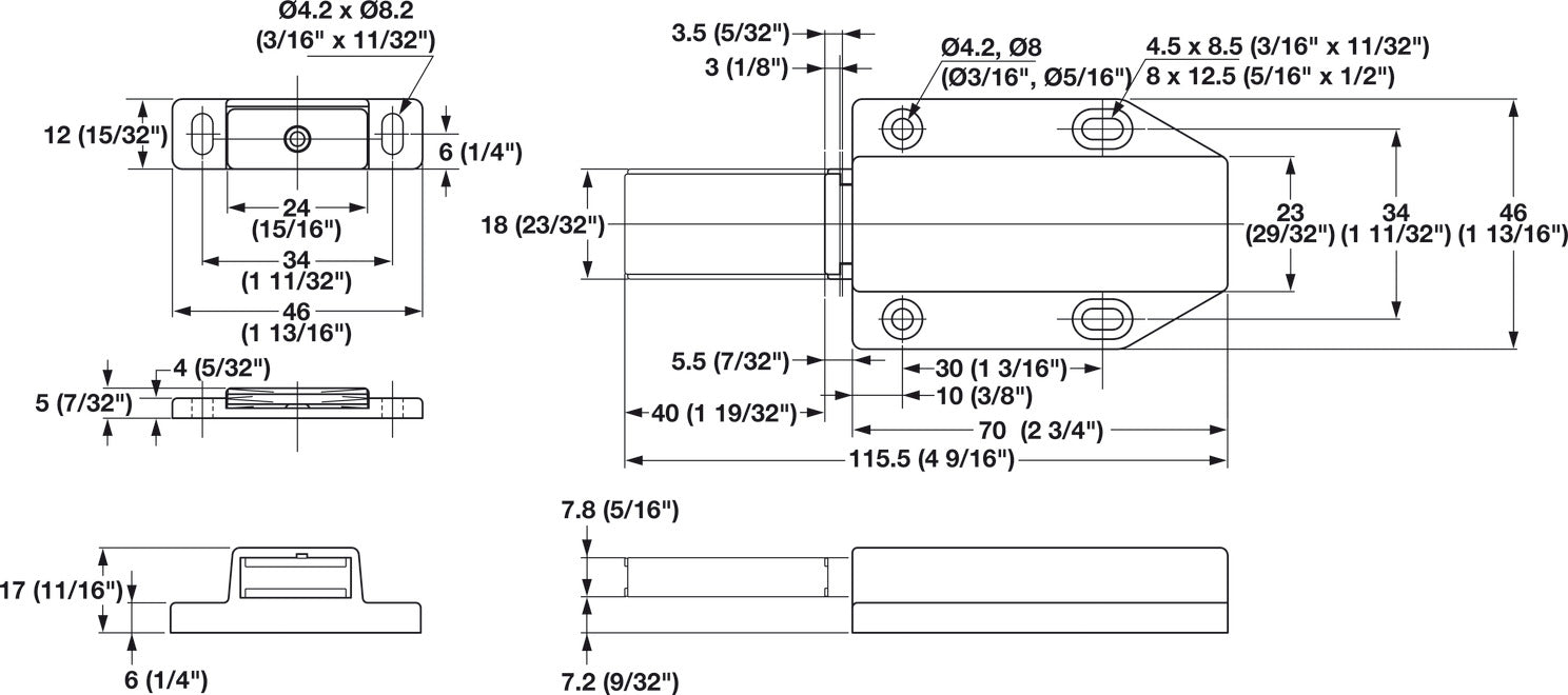 Magnetic Pressure Push Latch, 2.4 kg Pull