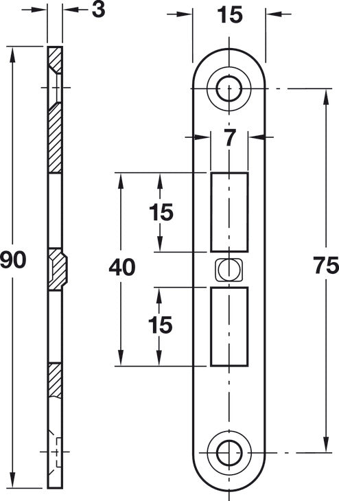 Striking Plate, for Giro-Bolt Lock