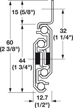Accuride 7432 Progressive Side Mounted Slide, Full Extension, 100 lbs Weight Capacity