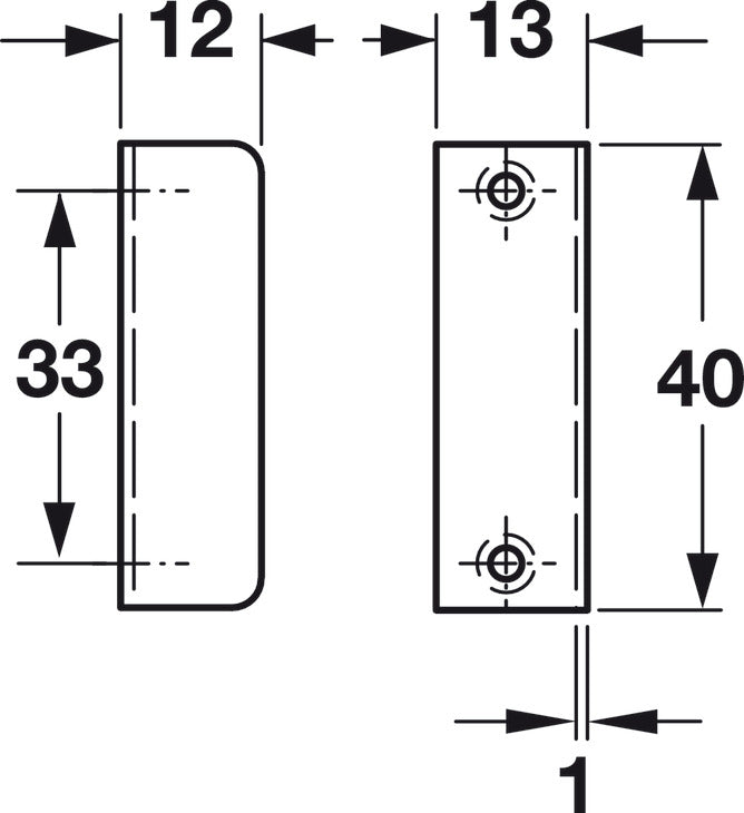 Strike Plate, Angled, 12 mm