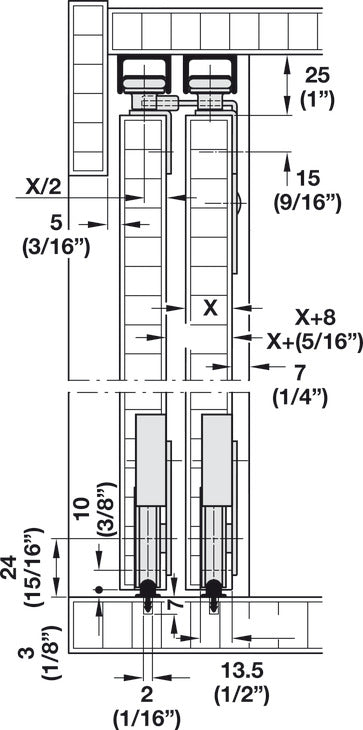 Sliding Door Hardware, Slido F-Line15 55A, set