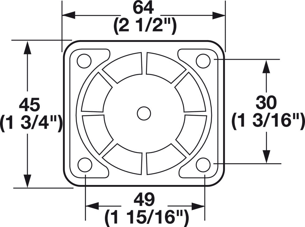 Caster, Plate Mount, Load-Bearing Capacity 110 lbs.