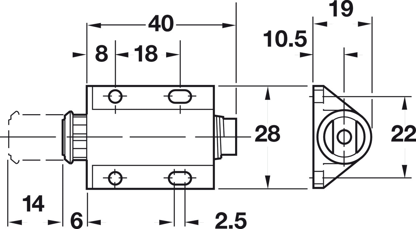 Magnetic Pressure Push Latch, 0.5 kg Pull
